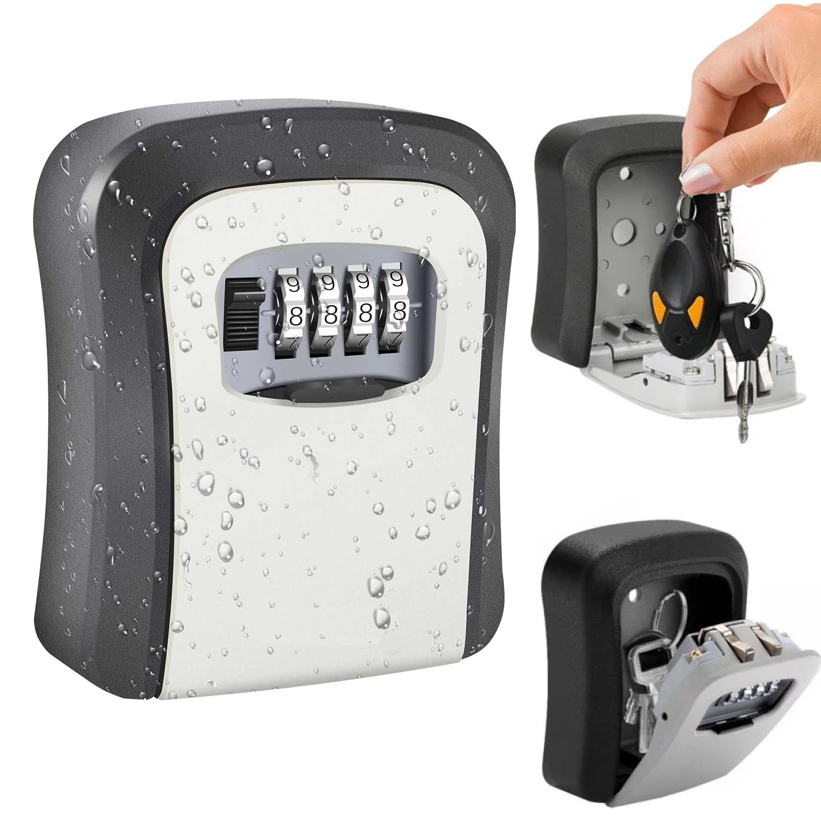 OhhGo Wall Mount Lock Box, Key Storage Lock Box,4 Digit Key Safe
