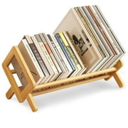 OhhGo Wood Desktop Bookshelf, Small Bookcase Organizer Tilting Bookshelves Storage Rack Display Stand for Living Room/Office Supplies Storage for CDs/Magazine/Books, Wood Color, 19.7 Inches