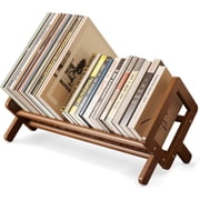 OhhGo Wood Desktop Bookshelf, Wood Tilting Bookcase Small Storage Rack Display Stand for Living Room/Office Supplies Storage for CDs/Magazine/Books, Brown, 19.7 Inches