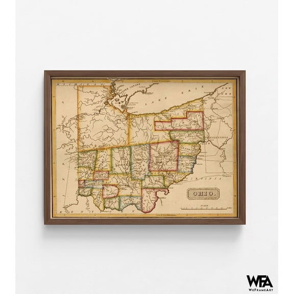 Ohio 1817, Large Ohio Map, Antique Ohio Gift Map, Rustic USA State Map Print, Small Farmhouse Home Office Decor Idea, USA Wall Art