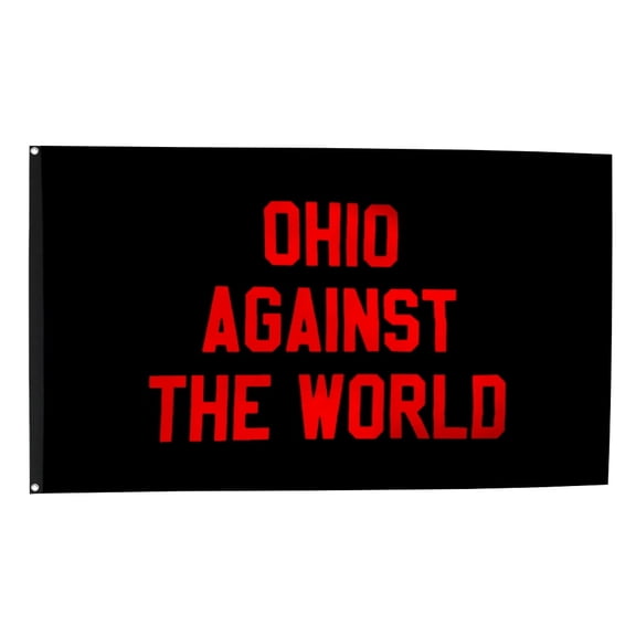 Ohio Against The World Flag Banner Outdoor Indoor Decoration Flag Double Stitched Polyester with Brass Grommets 3x5Feet Black/Red