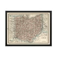thumbnail image 1 of Ohio Art, 1893 Vintage Map of Ohio History Wall Decor Gift, Old Ohio Map - 24" x 18" Black Framed Print, 1 of 4