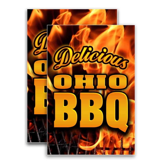 Ohio BBQ (24" X 36") Vinyl Decal Only (Pack of 2) |Sign|Sticker|Poster
