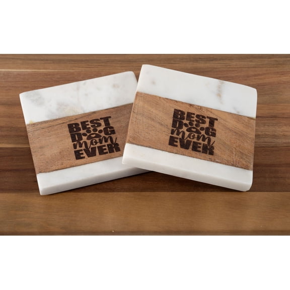 Ohio Basket Chic Best Dog Mom Coasters Best Dog Mom Coasters for Pet Lovers, Set of 2
