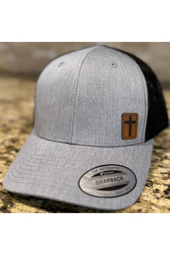 Ohio Basket Chic Gray Hat with Cross Patch Classic Snapback Hat with Leatherette Cross Patch