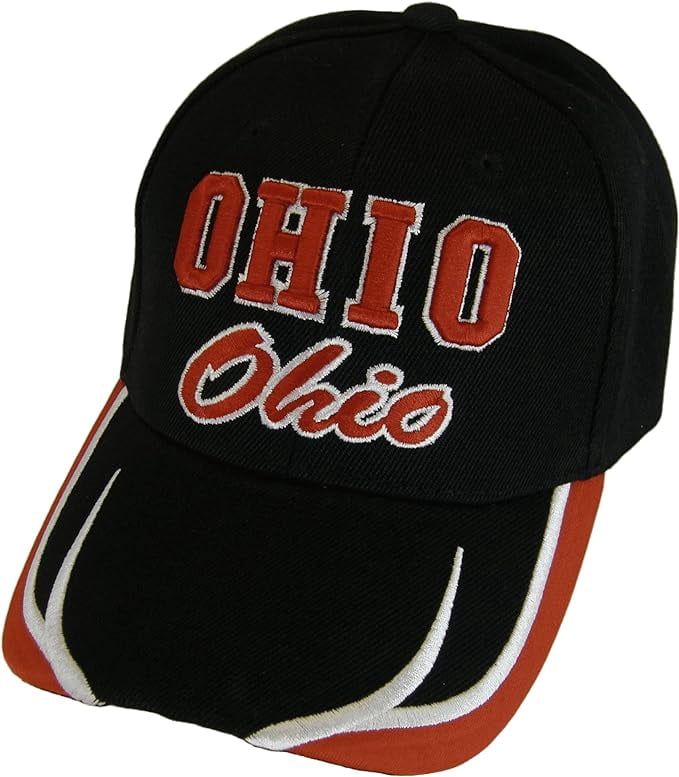 Ohio Tech Lettering Ohio Block and Script Lettering Baseball Cap with Embroidered Bill ...