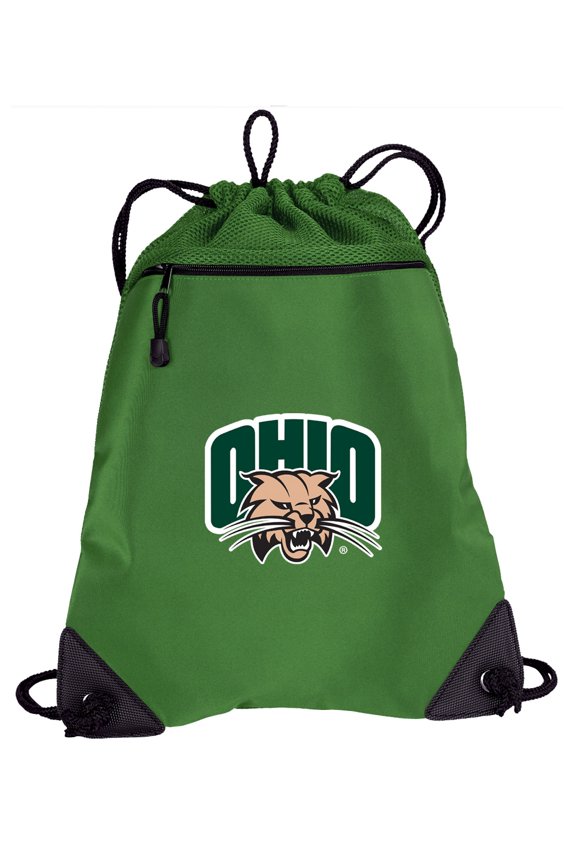 Ohio Bobcats Drawstring Bag TWO SECTION Ohio University Cinch Backpack Pack - Unique Mesh & Microfiber Sections