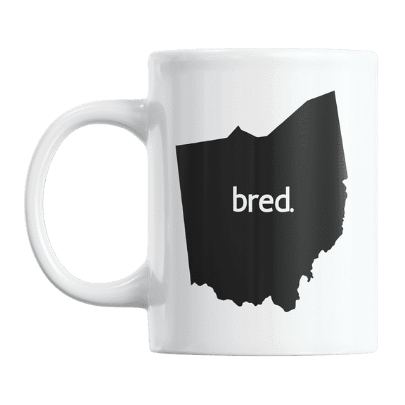Ohio Bred & OH USA State Map Outline, US Citizen Coffee & Tea Mug Cup (11oz)