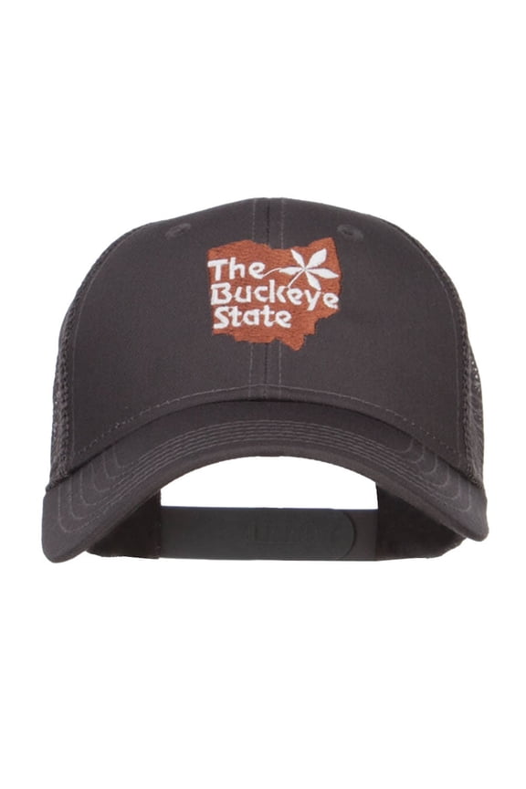 Ohio Buckeye State Embroidered Trucker Cap - Charcoal Grey OSFM