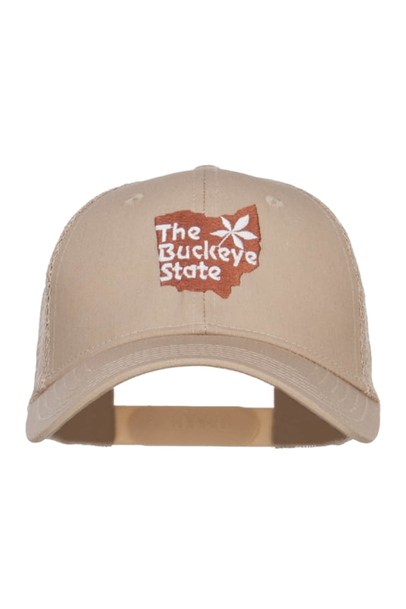 Ohio Buckeye State Embroidered Trucker Cap - Khaki OSFM
