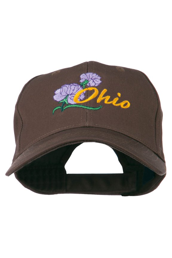 Ohio Carnation Flower Embroidered Cap - Brown OSFM