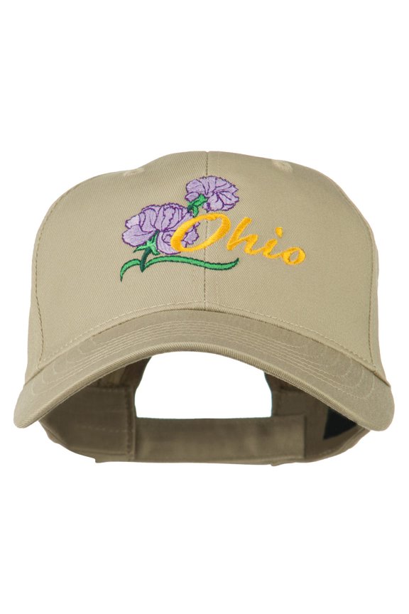 Ohio Carnation Flower Embroidered Cap - Khaki OSFM