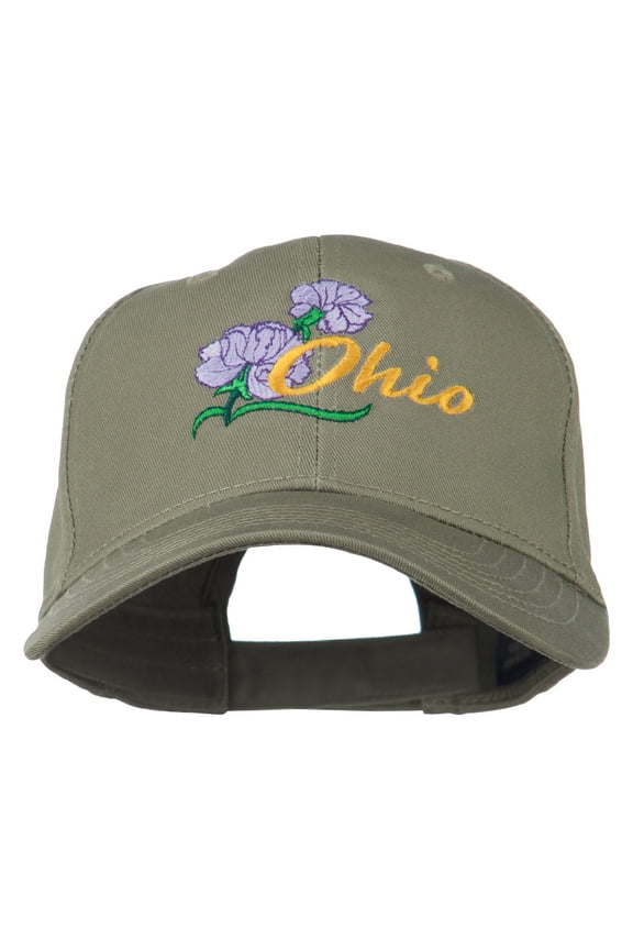 Ohio Carnation Flower Embroidered Cap - Olive OSFM