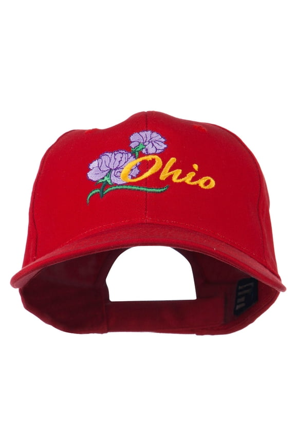 Ohio Carnation Flower Embroidered Cap - Red OSFM