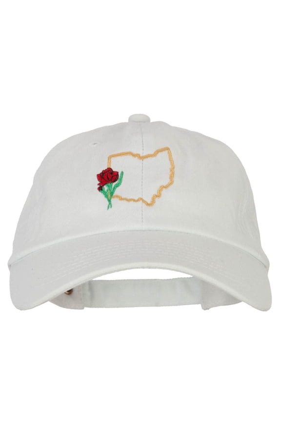 Ohio Carnation with Map Embroidered Unstructured Washed Cap - White OSFM