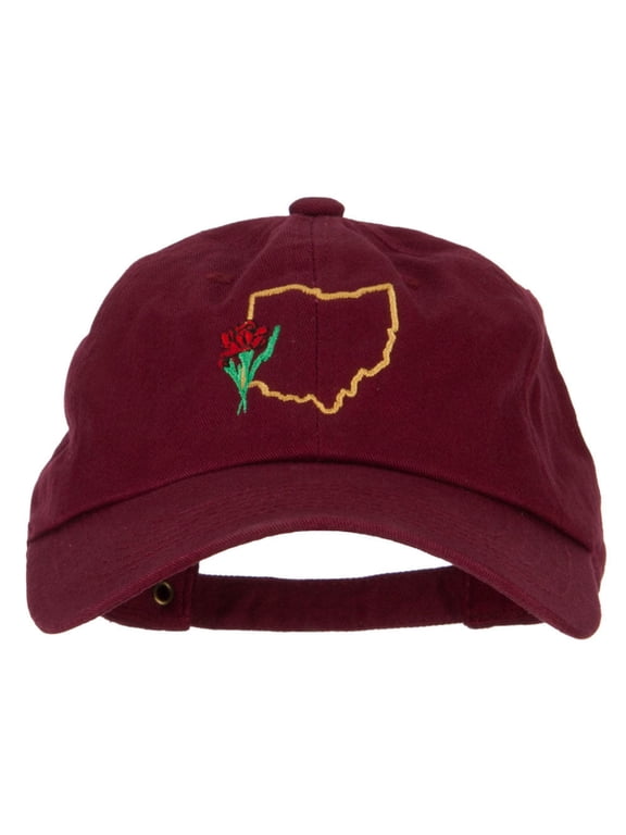 Ohio Carnation with Map Embroidered Unstructured Washed Cap - Wine OSFM