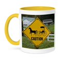 thumbnail image 1 of 3dRose, Ohio. Caution, horsedrawn buggys, farm - US36 BTH0001 - Brenda Tharp, 11oz Two-Tone Yellow Mug, 1 of 7