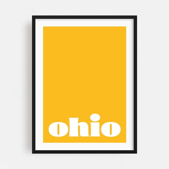 Ohio – Chaos Meets Humor (Sunny Yellow) - Typography Modern Art Minimalist Quote Pop Art Geometric Black Framed Wall Art Print 6 x 8 inches