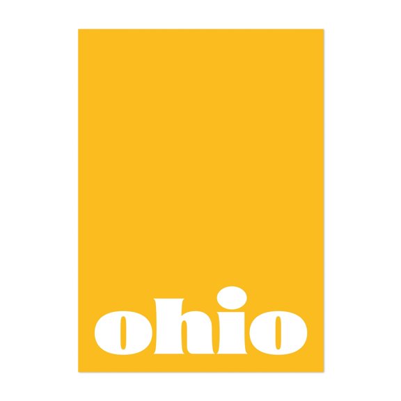 Ohio – Chaos Meets Humor (Sunny Yellow) - Typography Modern Art Minimalist Quote Pop Art Geometric Unframed Wall Art Print 4 x 6 inches