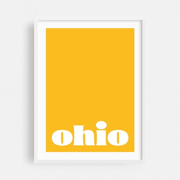 Ohio – Chaos Meets Humor (Sunny Yellow) - Typography Modern Art Minimalist Quote Pop Art Geometric White Framed Wall Art Print 6 x 8 inches