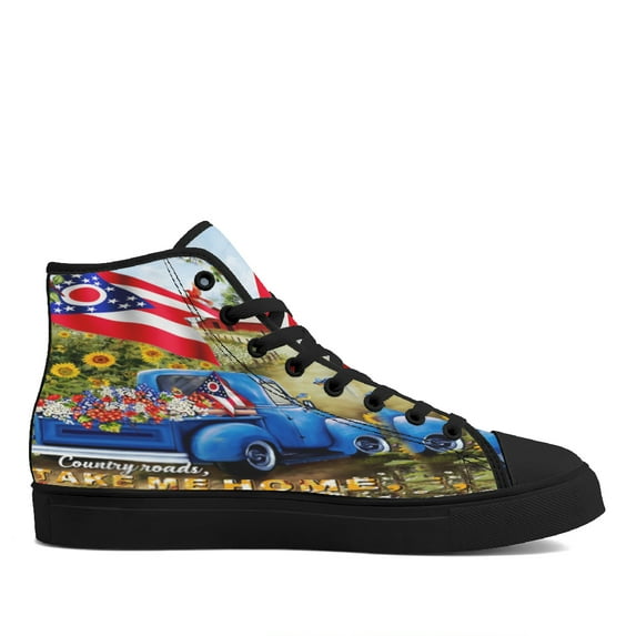 Ohio Country Roads High Top Canvas Shoes Sneakers Black Size 12