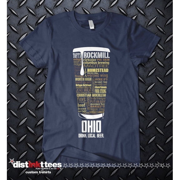 Ohio Craft Beer Typography T-Shirt - Vintage Navy Blue, Medium Size | Custom Christmas Gift