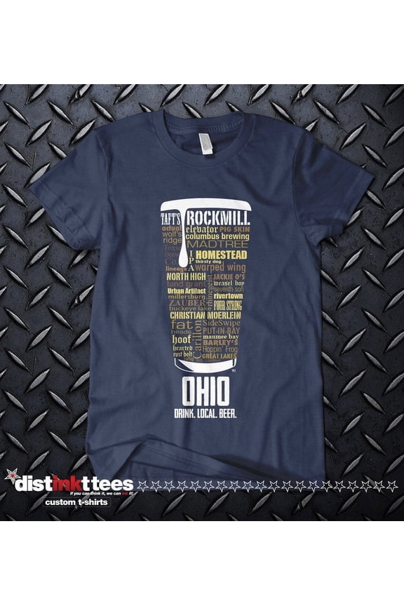 Ohio Craft Beer Typography T-Shirt - Vintage Navy Blue, Medium Size | Custom Christmas Gift
