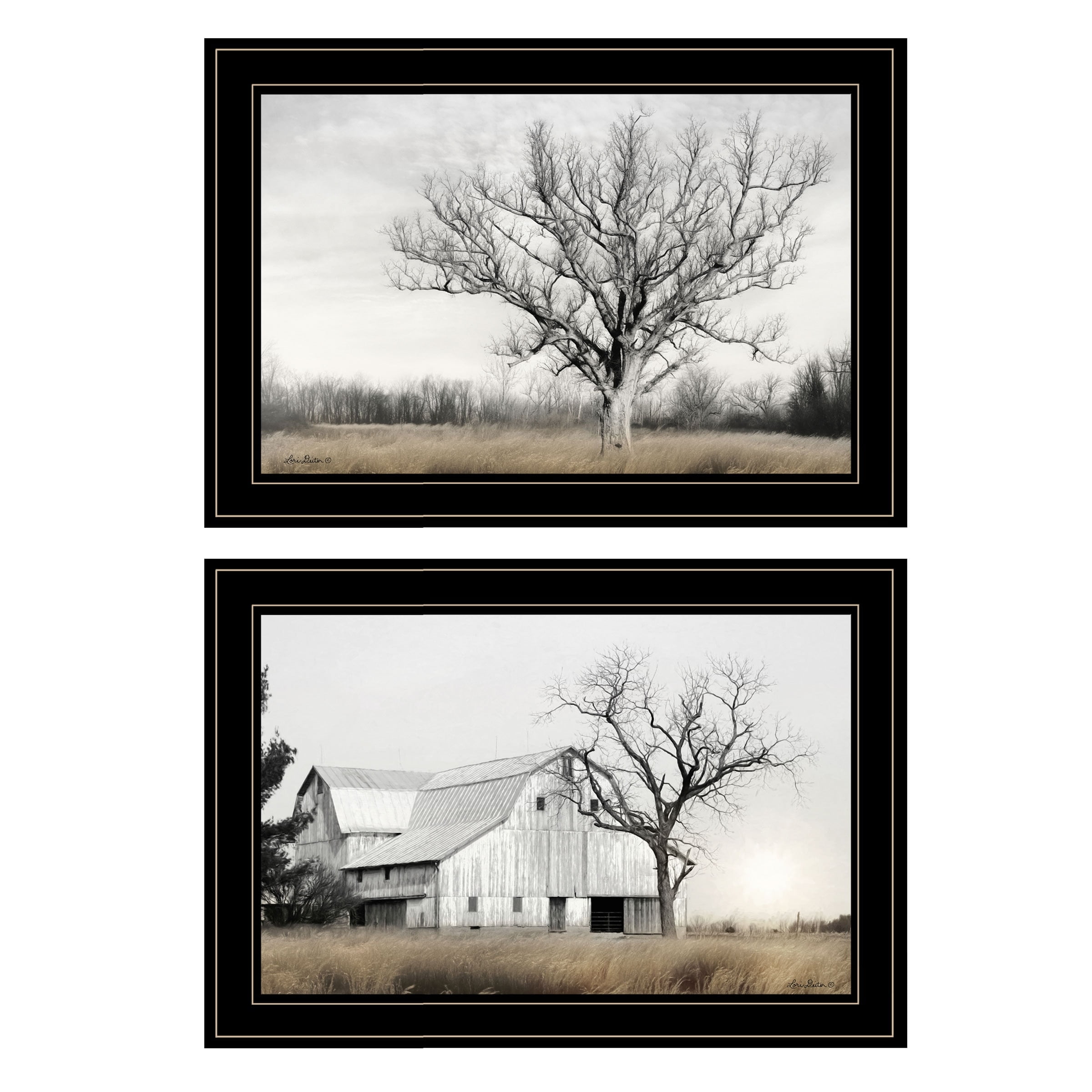 Black Framed Ohio Fields Canvas Print Set with Quote