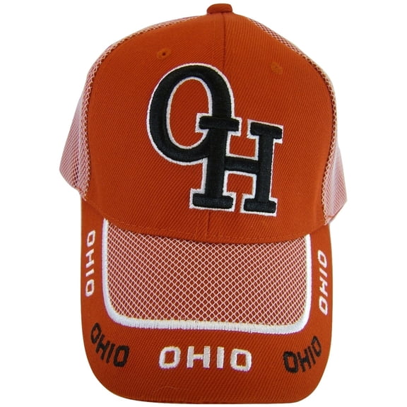 Ohio Fish Net Curved Brim Adjustable Baseball Cap (Red)