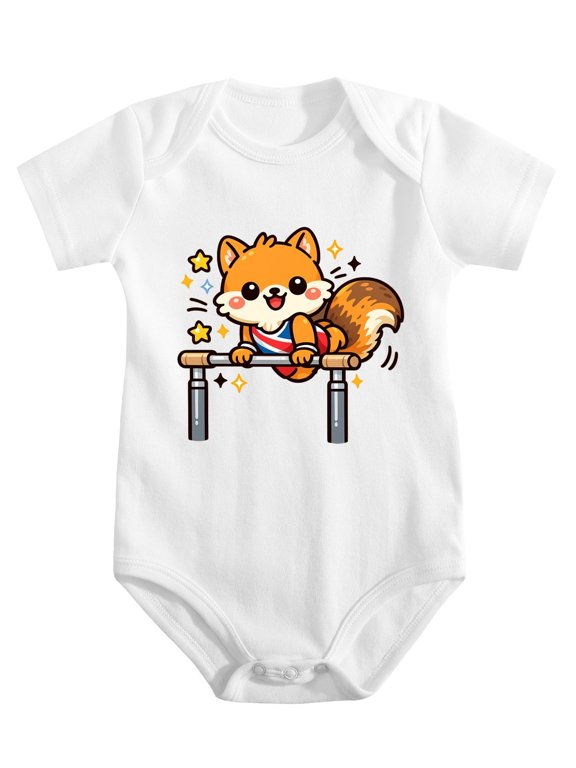 Ohio Fox Squirrel Gymnastics Baby Bodysuit, 100% Cotton Short Sleeve Snap Romper, 0-12 Months