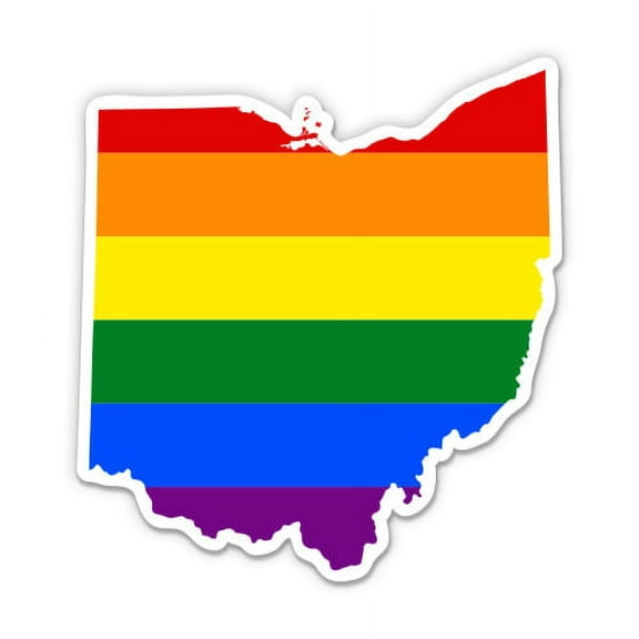 Ohio Gay Flag State Shape Rainbow Pride LGBT - 3" Vinyl Sticker - For Car Laptop I-Pad Phone Helmet Hard Hat - Waterproof Decal