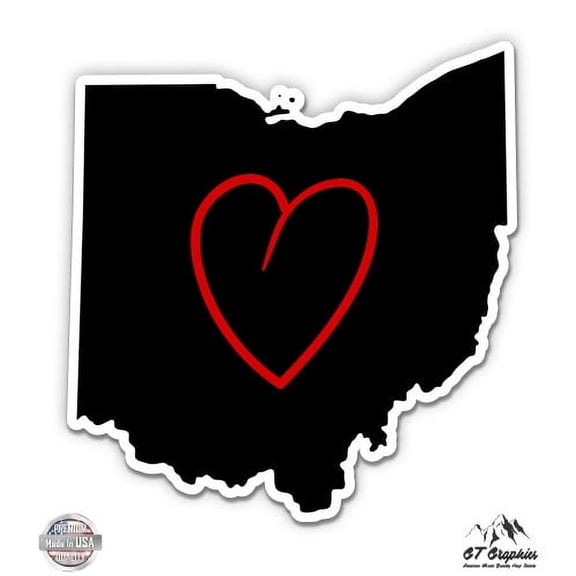 Ohio Heart Native - 5" Vinyl Sticker - For Car Laptop I-Pad - Waterproof Decal