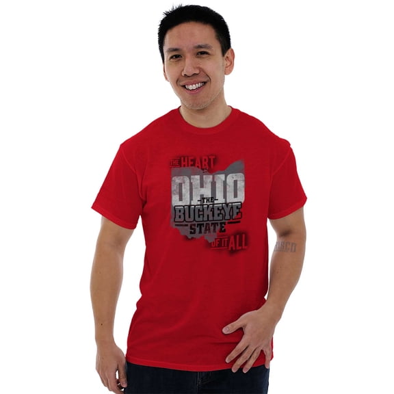 Ohio Heart of it All State Shaped Map Men's Graphic T Shirt Tees Brisco Brands X