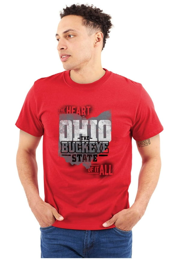Ohio Heart of it All State Shaped Map Plus Size Crewneck Graphic Tee Shirt Brisco Brands 2X