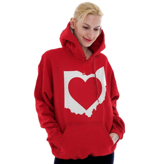 Ohio Home State Love Map Shape Heart Hoodie Sweatshirt Women Brisco Brands L