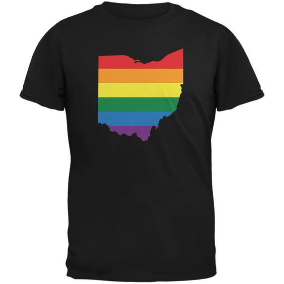Ohio LGBT Gay Pride Rainbow Black Adult T-Shirt - Small