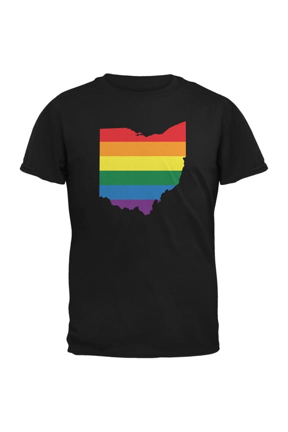 Ohio LGBT Gay Pride Rainbow Black Adult T-Shirt - Small