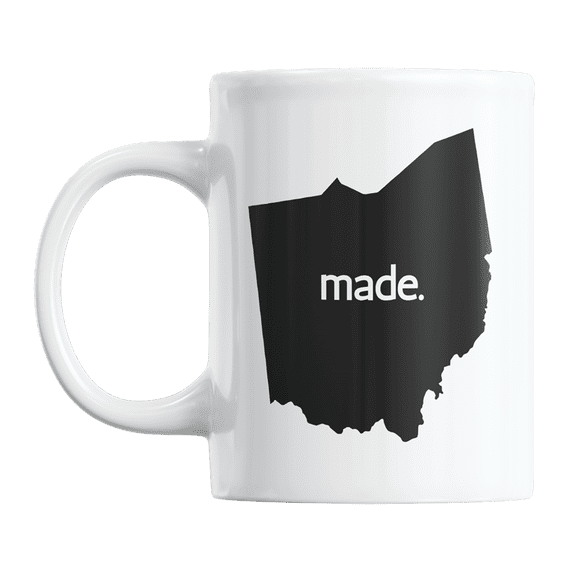 Ohio Made & OH USA State Map Outline, US Citizen Coffee & Tea Mug Cup (11oz)