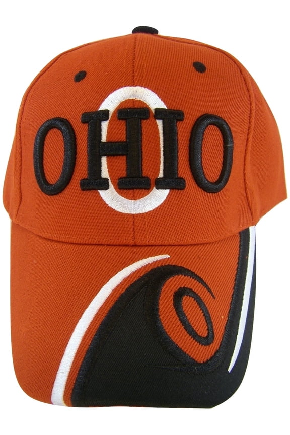 Ohio Men's O Wave Pattern Adjustable Baseball Cap (Red/Black)