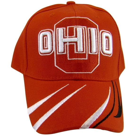 Ohio Men's Striped Bill Adjustable Baseball Cap (Red)