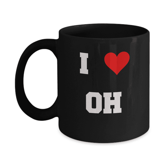 Ohio Mug, I Love Ohio OH Abbreviation USA States Ceramic Black Coffee Mug Tea Cup Gifts Mugs 11 oz Funny Mugs