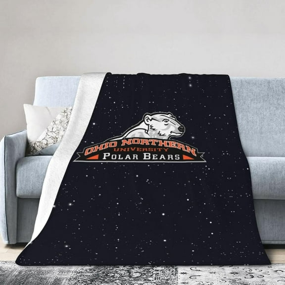 Ohio Northern University Logo Fleece Blanket, Very Soft Microfiber Flannel Blanket for Couch Warm and Cozy for All Seasons, Black