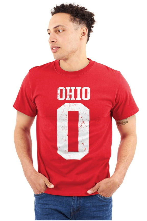 Ohio OH Distressed Athletic Letter Plus Size Crewneck Graphic Tee Shirt Brisco Brands 2X