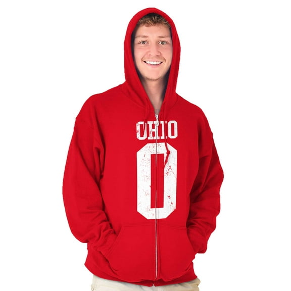 Ohio OH Distressed Athletic Letter Zip Up Hoodie Men's Women's Brisco Brands M