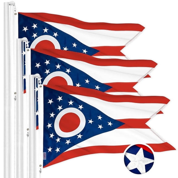 Ohio OH State Flag 3x5FT 3-Pack Embroidered Polyester By G128