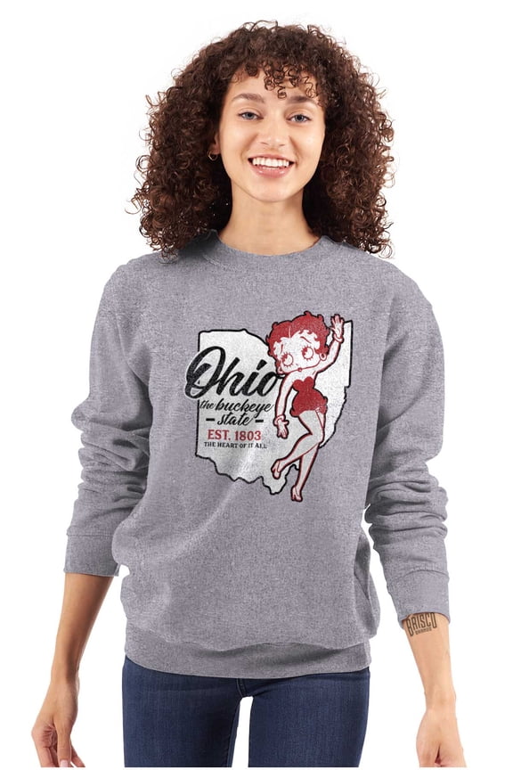 Ohio OH State Pride Cute Betty Boop Women Crewneck Sweatshirt Brisco Brands M