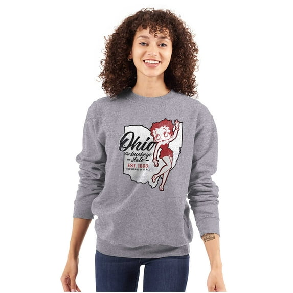 Ohio OH State Pride Cute Betty Boop Women Crewneck Sweatshirt Brisco Brands M