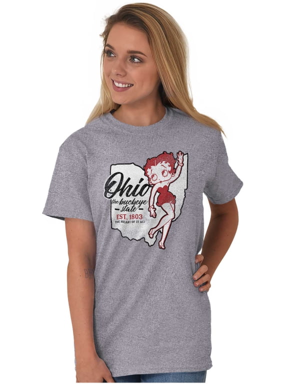 Ohio OH State Pride Cute Betty Boop Women's Graphic T Shirt Tees Brisco Brands L