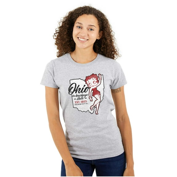 Ohio OH State Pride Cute Betty Boop Women's T Shirt Ladies Tee Brisco Brands S