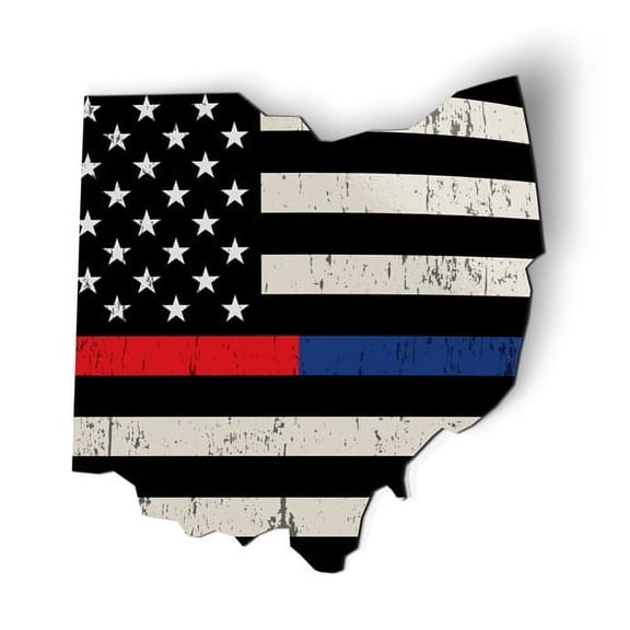 Ohio Police Firefighter Red Line Blue Line Flag - 6" Magnet for Car Locker Refrigerator
